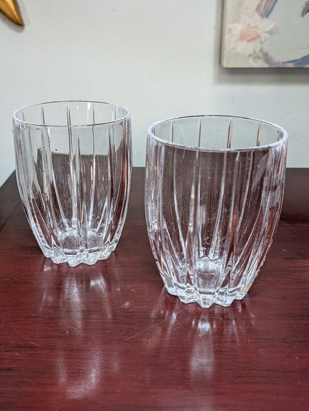 Two Omega Marquis By Waterford Lowball Whiskey Glasses 4.5" Tall 4 Oz. Pair
